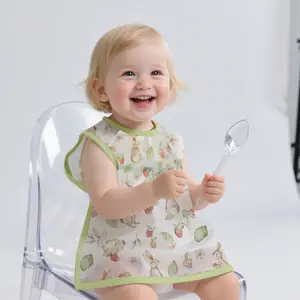 مريلة تغذية الرضع بدون أكمام من HappyFlute، مريلة جيب للطعام قابلة للغسل، غطاء قماشي مقاوم للأوساخ لأكل الطفل