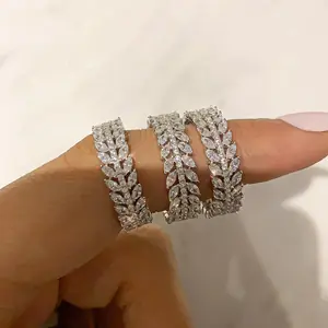 خاتم عصري فاخر من الزركون ماركيز على شكل شريط الخلود لحفلات الزفاف والخطوبة والحب للفتيات والسيدات والنساء فريد من نوعه R7035
