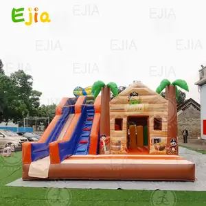 التجارية 17FT كبيرة نفخ القراصنة الغابة ترتد البيت مع الشريحة القفز القلعة نطاط منزل للأطفال في الهواء الطلق الطرف