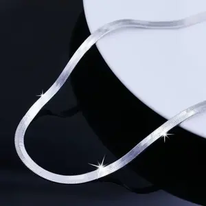 جديد 925 فضة غرامة 4 مللي متر شفرة سلسلة قلادة للنساء الرجال الفاخرة حفل زفاف مجوهرات أفضل صديق هدايا العيد