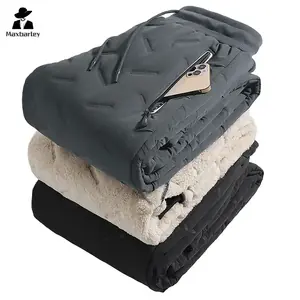الشتاء أسفل سراويل قطنية الرجال عادية سحاب عازل للماء جيب سميكة الصوف بناطيل تدفئة عداء ببطء في الهواء الطلق الباردة واقية بناطيل تزلج 7XL